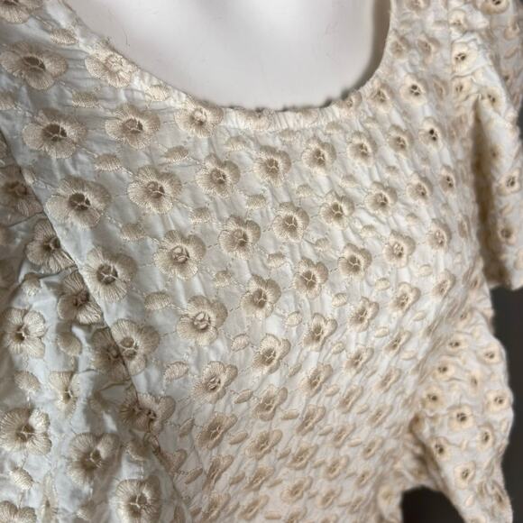 Sezane Top Forta Blouse XXL / Size 12 Sleeveless Ruffle Blouse Eyelet Cotton - Picture 9 of 12